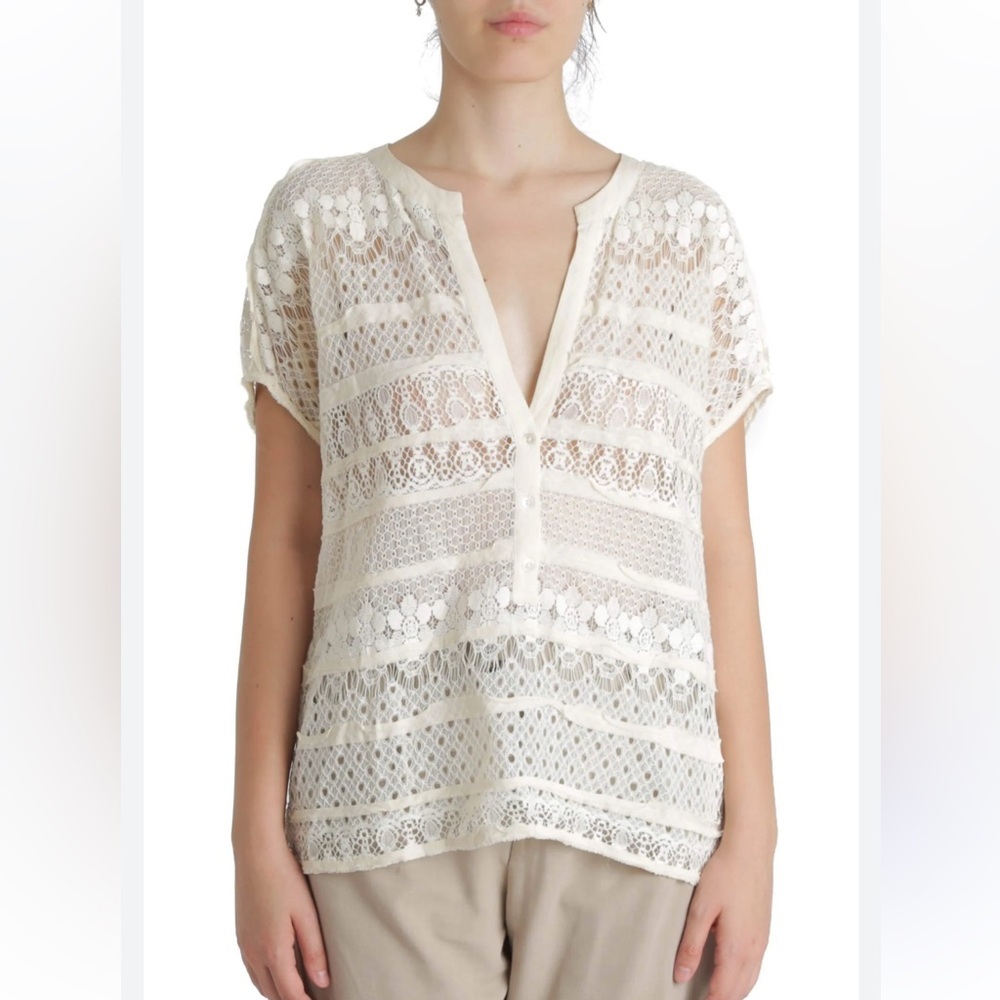 BCBGMaxAzria Lace Elegant Cream Top Blouse sz M